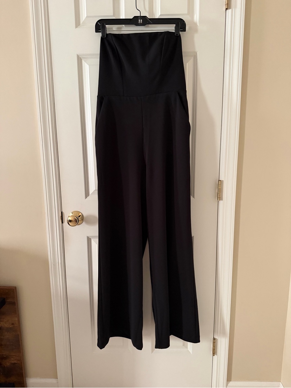 Express Black Strapless Wide-Leg Jumpsuit